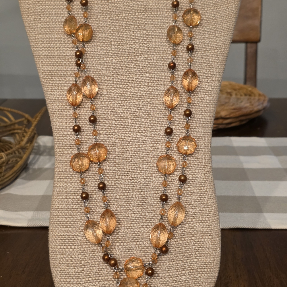Vintage Gold and Copper Beaded Necklace - Picture 1 of 5